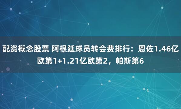 配资概念股票 阿根廷球员转会费排行：恩佐1.46亿欧第1+1.21亿欧第2，帕斯第6